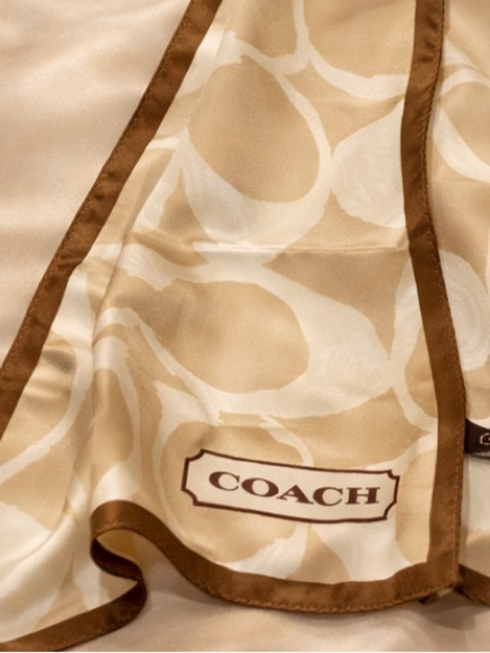 Newer coach scarf, medium sized, 100% silk, neutral tones. Soft and lovely! - Picture 6 of 6